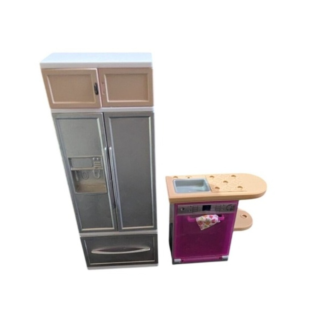 Mattel Barbie 2018 Dreamhouse Refrigerator Dishwasher Island Set FXG35‎ Silver
